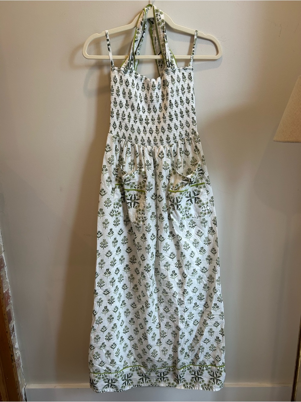 SUE SARTOR Halter Dress Sage Provence | Size M